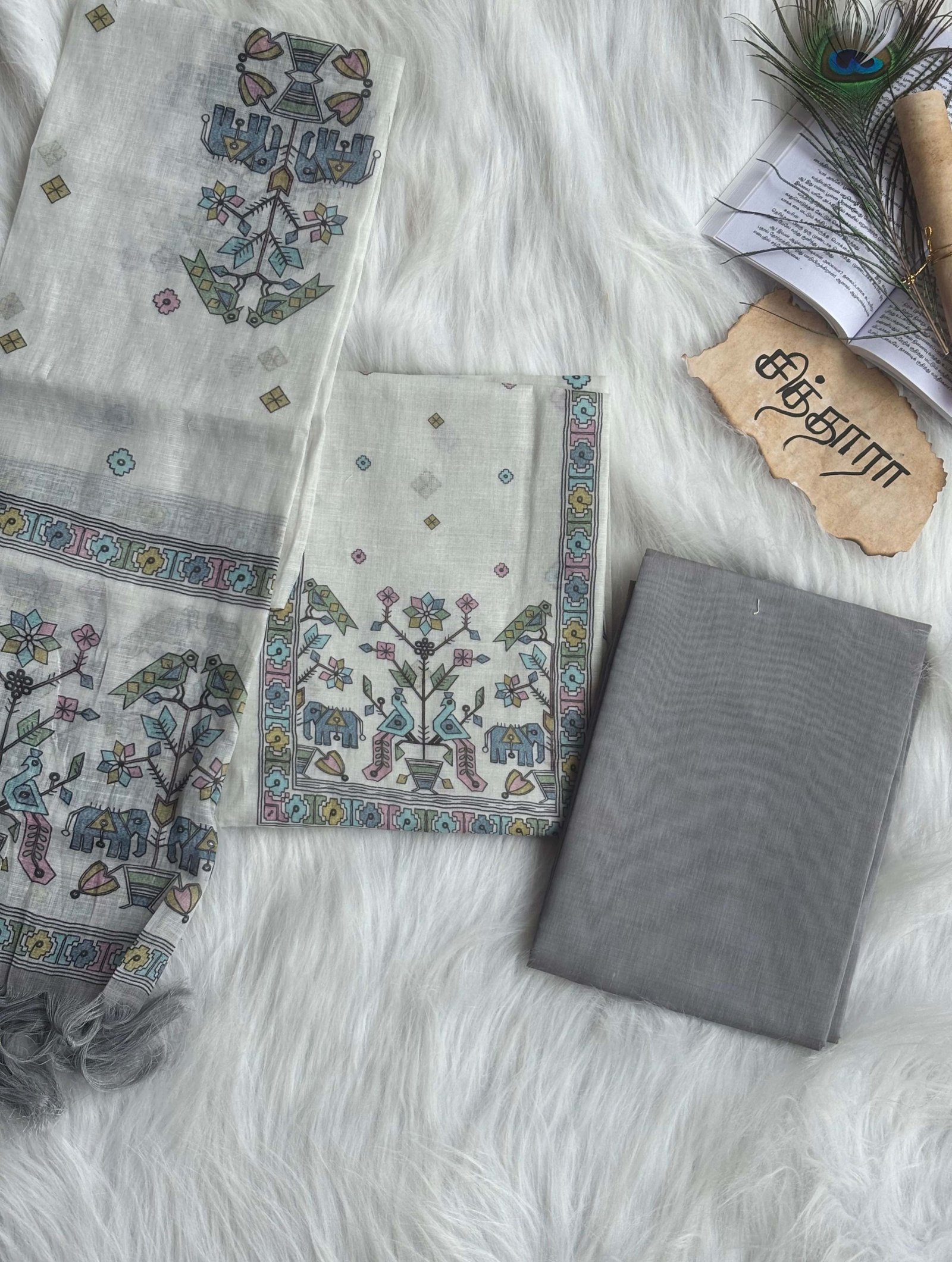 Mithila Linen Cotton Set (unstitched)
