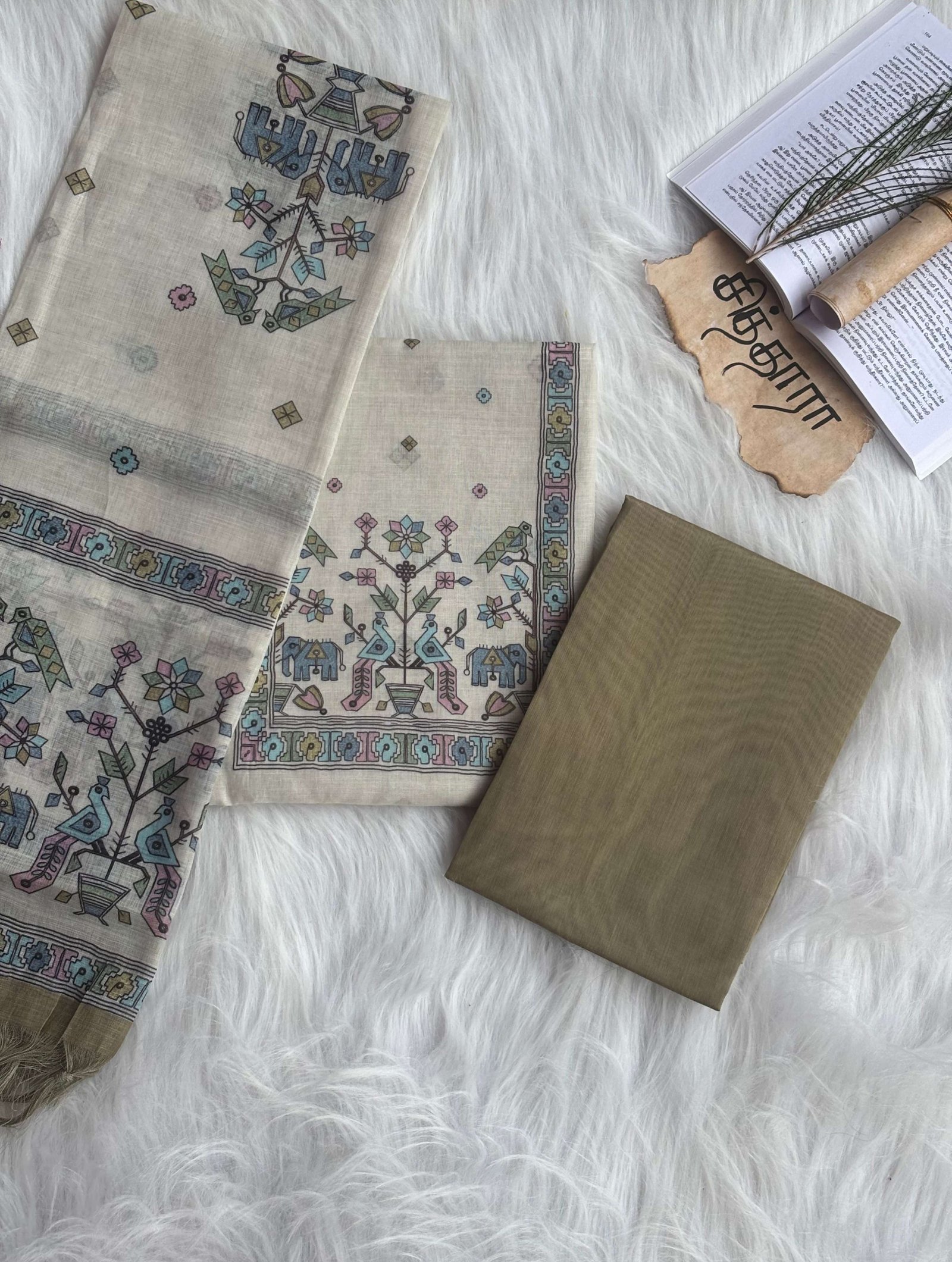 Mithila Linen Cotton Set (unstitched)