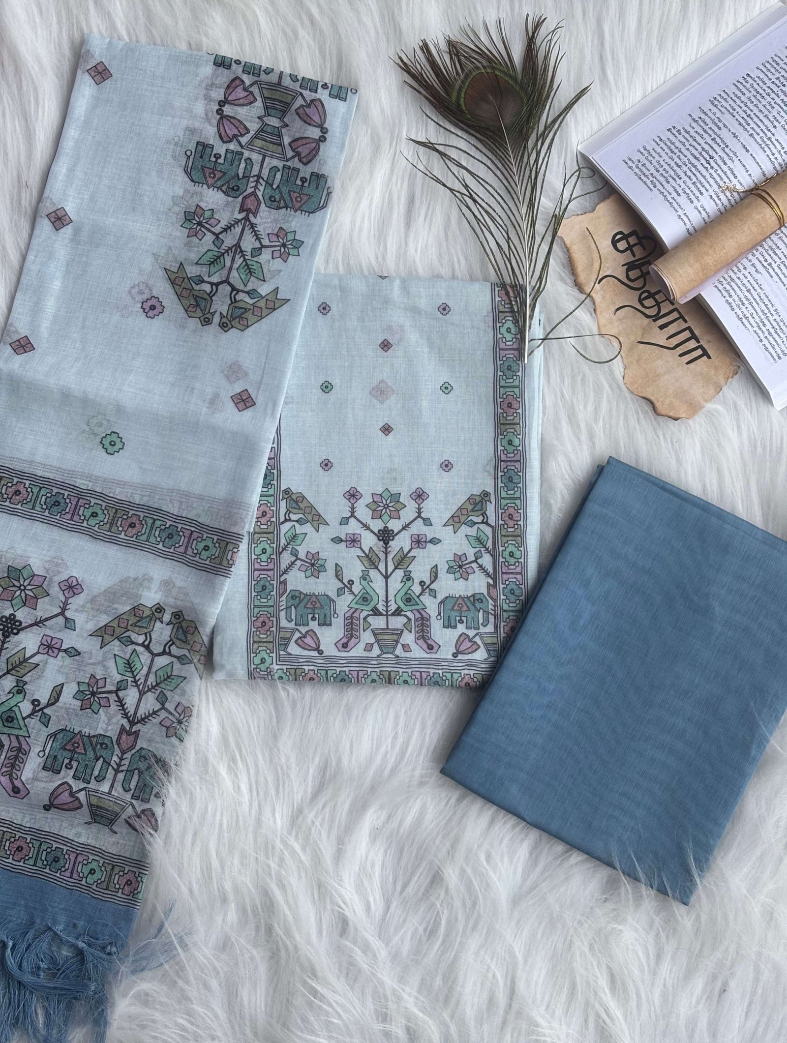 Mithila Linen Cotton Set (unstitched)