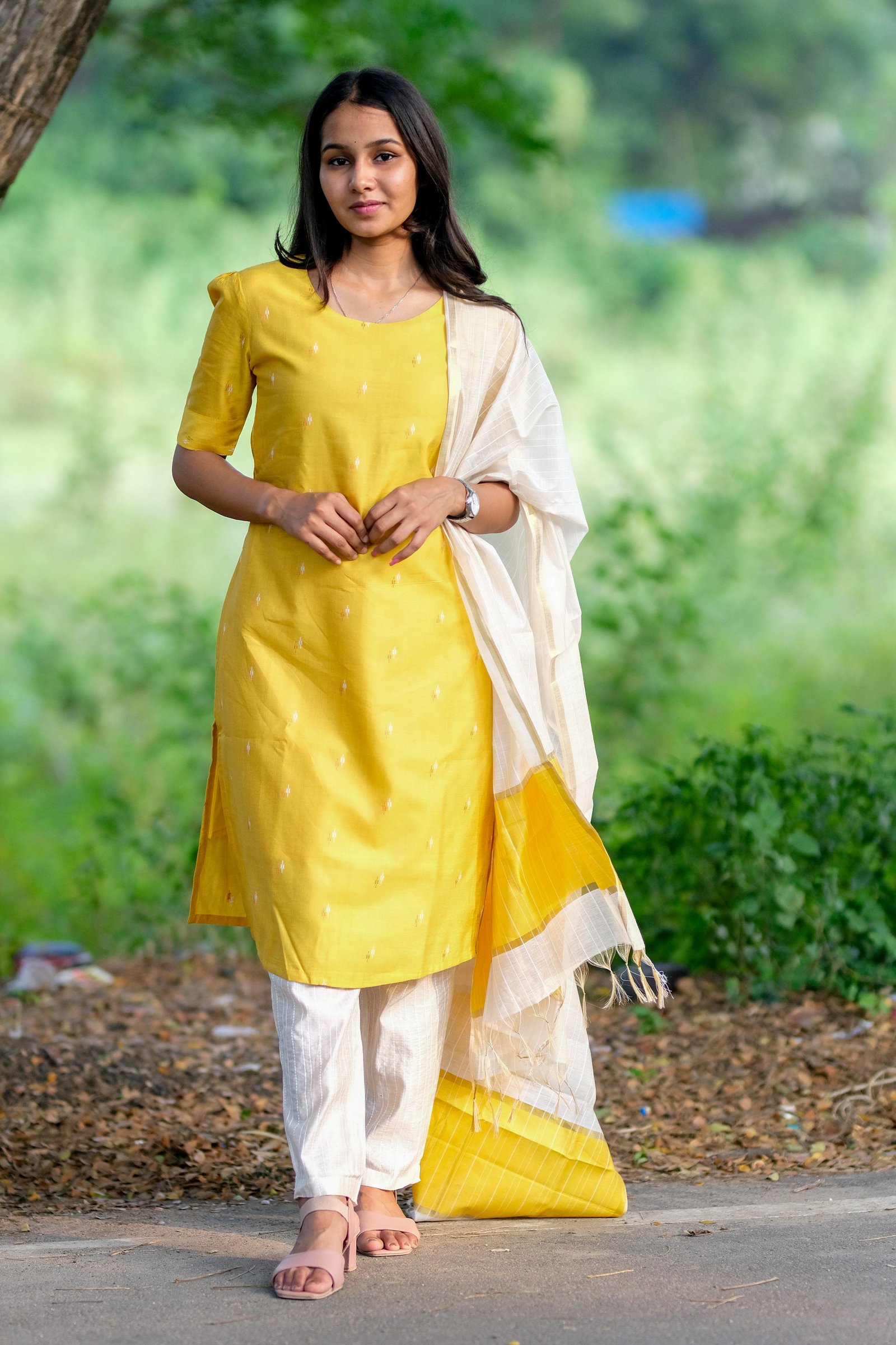 Yellow Cream Silk (Salwar Set) 