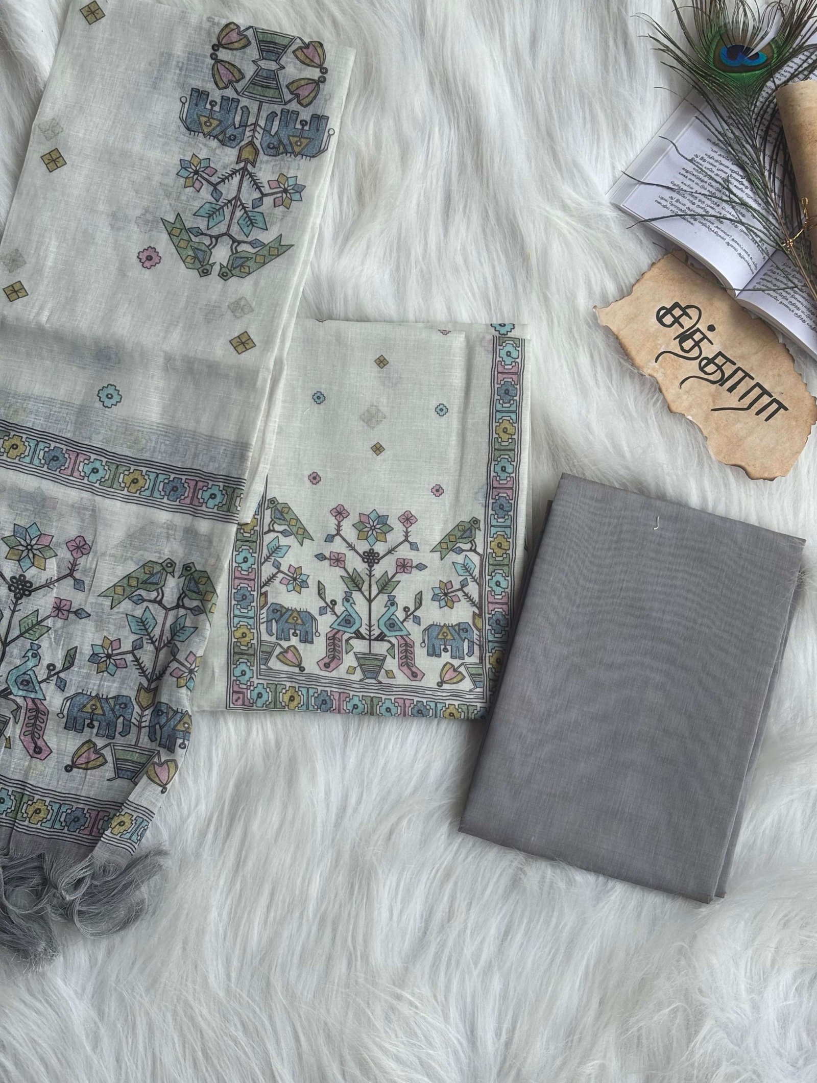 Mithila Linen Cotton Set (unstitched)