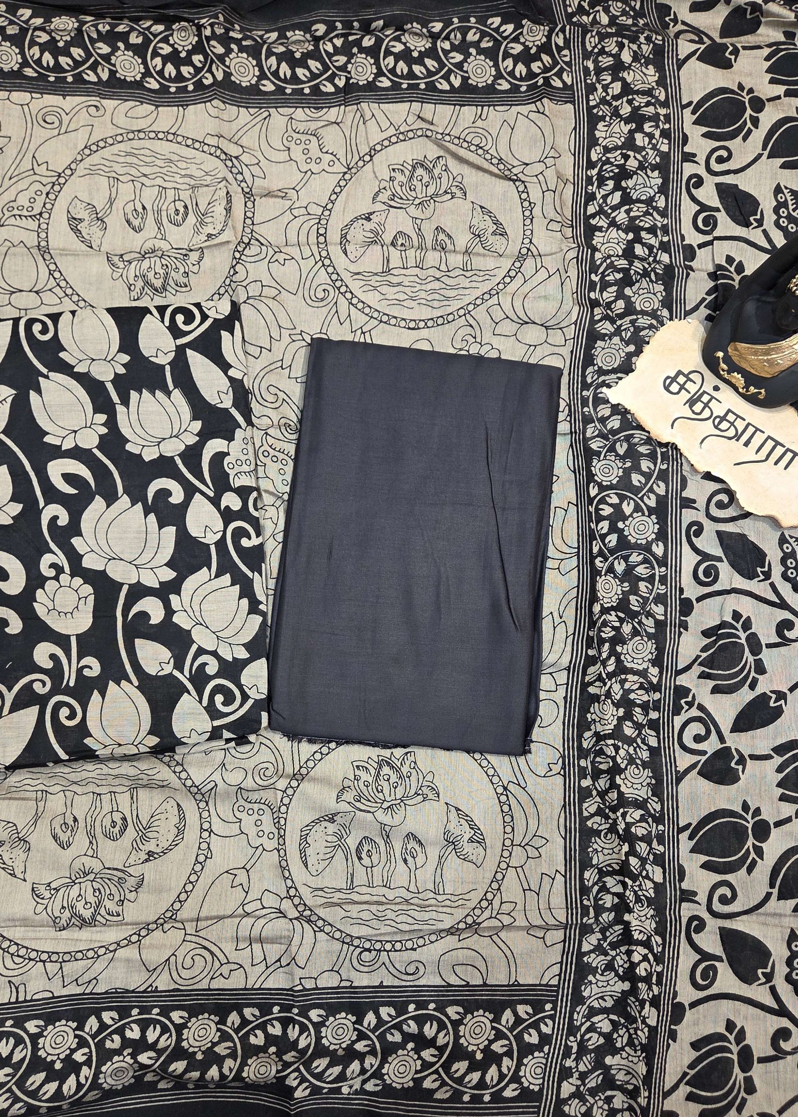 Black Lotus Maheswari Silk (Unstitched)