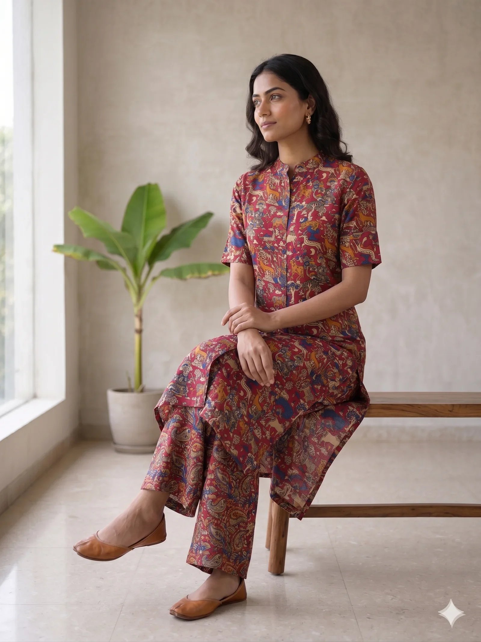 Red Kalamkari Co-Ord 