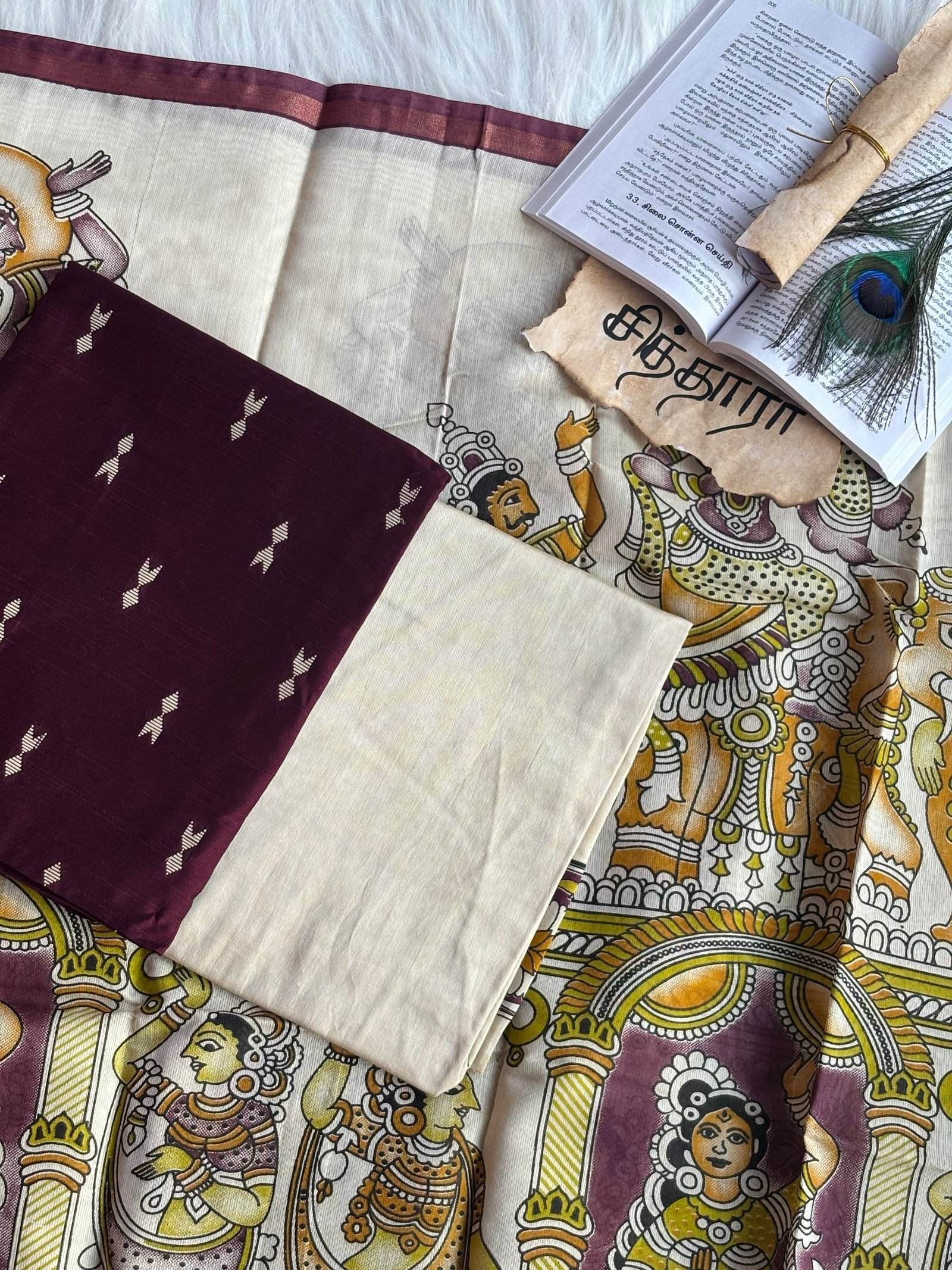 Meera Raw Silk with Kalamkari Dupatta (Unstitched)